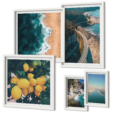 Decorațiune de perete set tablouri Peisaje de plajă cu citrice