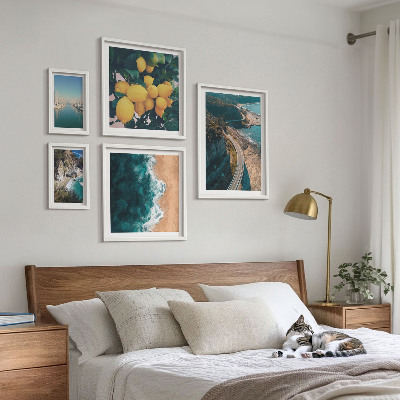 Decorațiune de perete set tablouri Peisaje de plajă cu citrice
