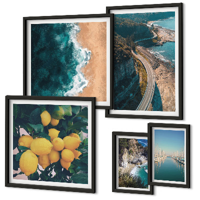Decorațiune de perete set tablouri Peisaje de plajă cu citrice