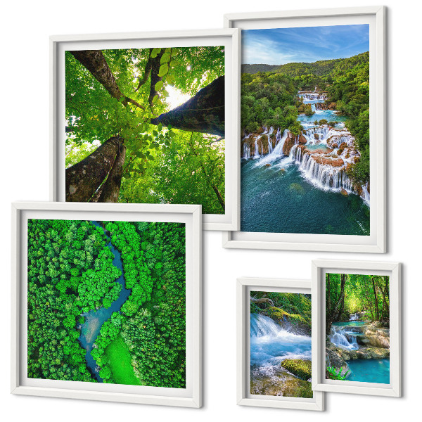 Decorațiune de perete set tablouri Cascade peisaje verzi