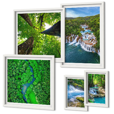 Decorațiune de perete set tablouri Cascade peisaje verzi