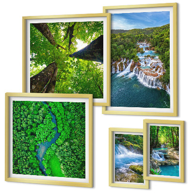 Decorațiune de perete set tablouri Cascade peisaje verzi