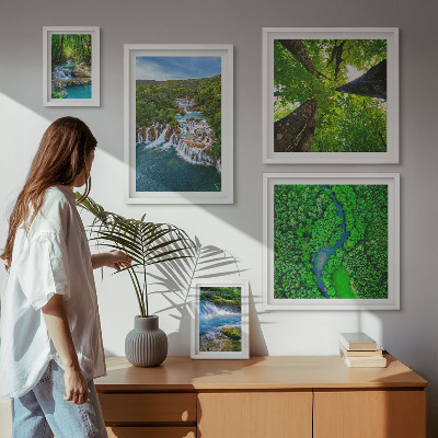 Decorațiune de perete set tablouri Cascade peisaje verzi