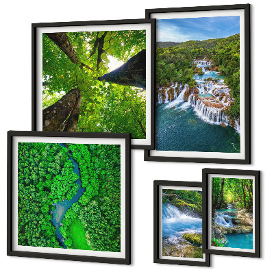 Decorațiune de perete set tablouri Cascade peisaje verzi