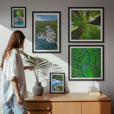 Decorațiune de perete set tablouri Cascade peisaje verzi