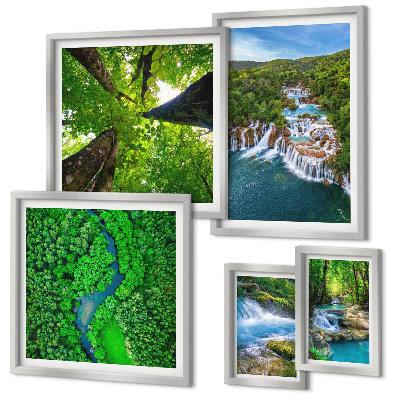 Decorațiune de perete set tablouri Cascade peisaje verzi