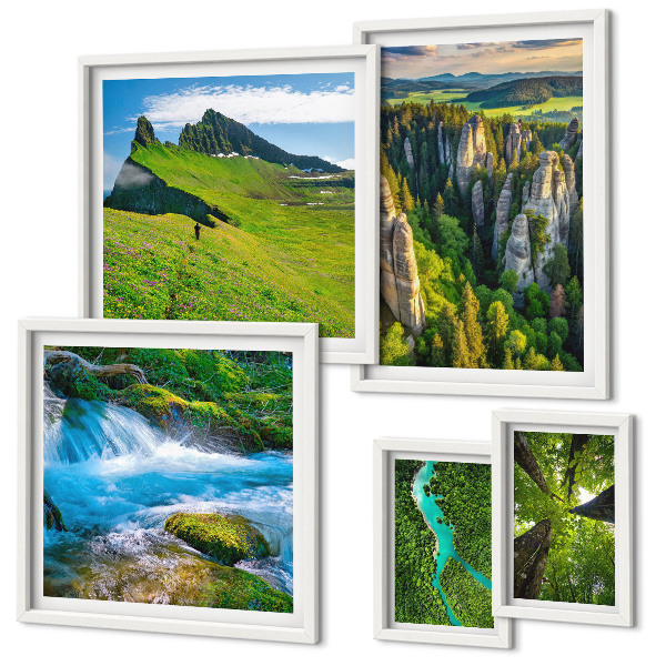 Polyptic înrămat Peisaje munți râuri păduri