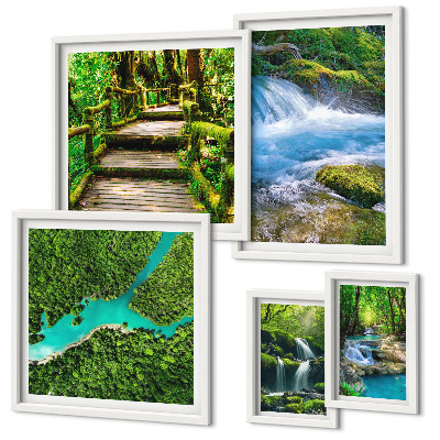 Decorațiune de perete set tablouri Oaze verzi de pace în pădure