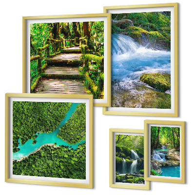 Decorațiune de perete set tablouri Oaze verzi de pace în pădure