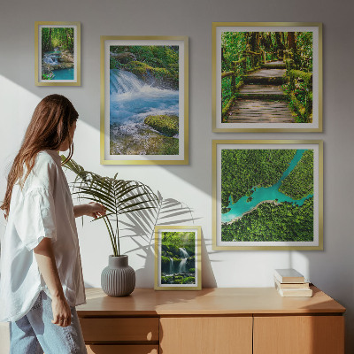 Decorațiune de perete set tablouri Oaze verzi de pace în pădure