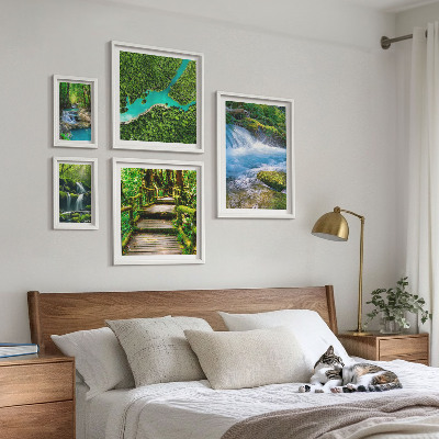 Decorațiune de perete set tablouri Oaze verzi de pace în pădure