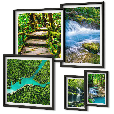 Decorațiune de perete set tablouri Oaze verzi de pace în pădure