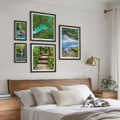 Decorațiune de perete set tablouri Oaze verzi de pace în pădure