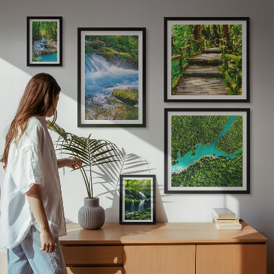 Decorațiune de perete set tablouri Oaze verzi de pace în pădure