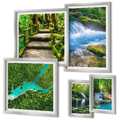 Decorațiune de perete set tablouri Oaze verzi de pace în pădure