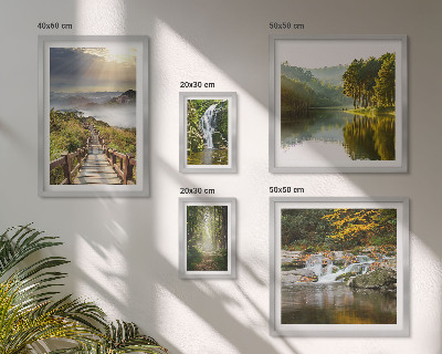 Decorațiune de perete set tablouri Peisaje naturale, cascade, poteci forestiere