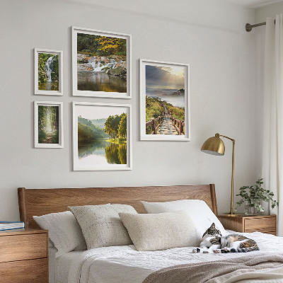 Decorațiune de perete set tablouri Peisaje naturale, cascade, poteci forestiere