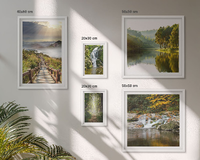 Decorațiune de perete set tablouri Peisaje naturale, cascade, poteci forestiere