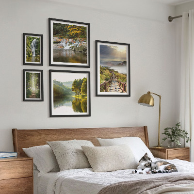 Decorațiune de perete set tablouri Peisaje naturale, cascade, poteci forestiere