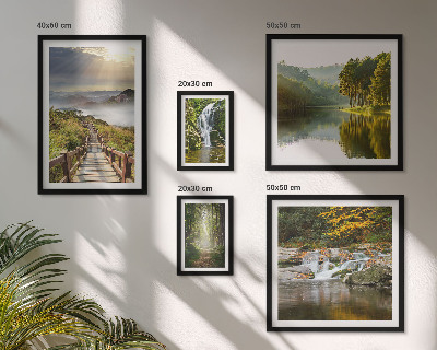 Decorațiune de perete set tablouri Peisaje naturale, cascade, poteci forestiere