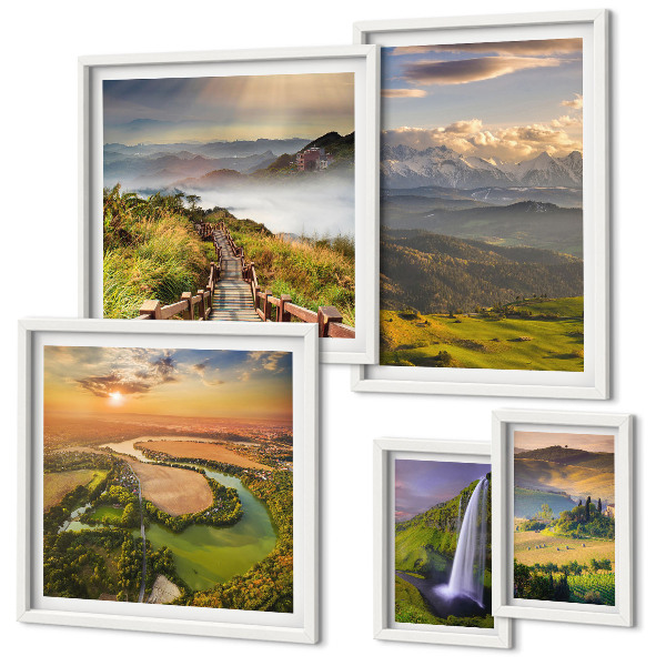 Decorațiune de perete set tablouri Peisaje montane, cascade