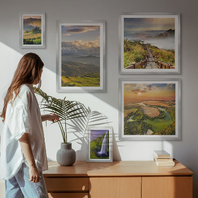 Decorațiune de perete set tablouri Peisaje montane, cascade