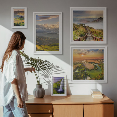 Decorațiune de perete set tablouri Peisaje montane, cascade