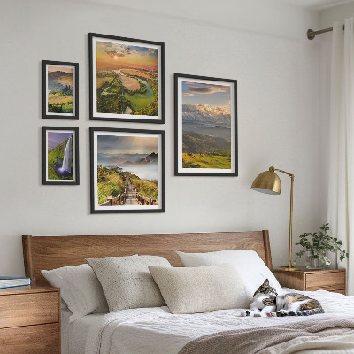 Decorațiune de perete set tablouri Peisaje montane, cascade