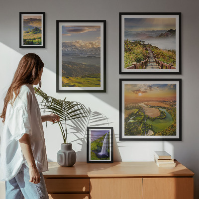 Decorațiune de perete set tablouri Peisaje montane, cascade