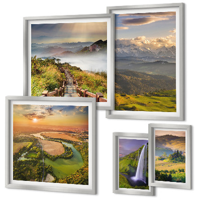 Decorațiune de perete set tablouri Peisaje montane, cascade