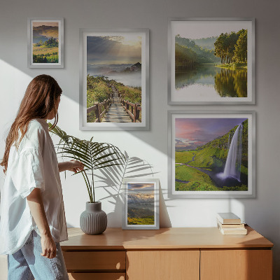 Decorațiune de perete set tablouri Peisaje cascade munți