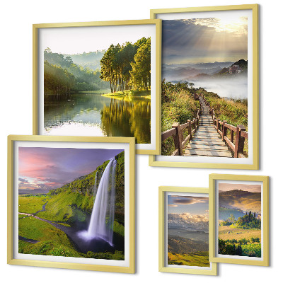 Decorațiune de perete set tablouri Peisaje cascade munți