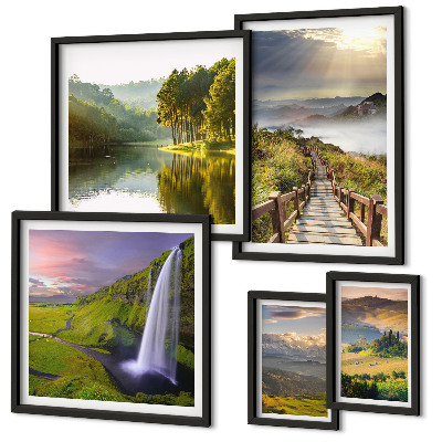 Decorațiune de perete set tablouri Peisaje cascade munți