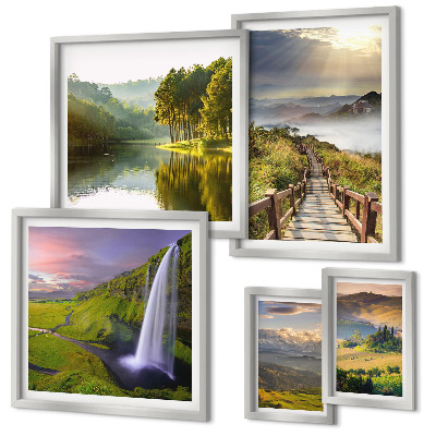 Decorațiune de perete set tablouri Peisaje cascade munți