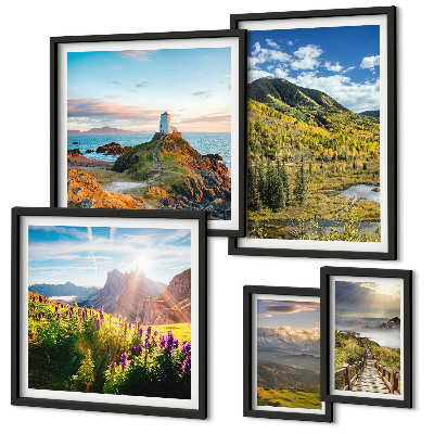 Polyptic înrămat Peisaje montane naturale
