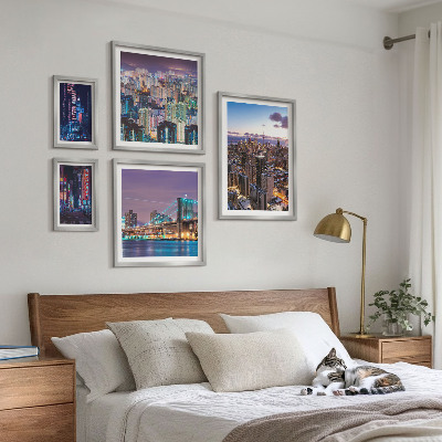 Decorațiune de perete set tablouri Peisaje nocturne urbane cu lumini de neon