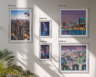 Decorațiune de perete set tablouri Peisaje nocturne urbane cu lumini de neon