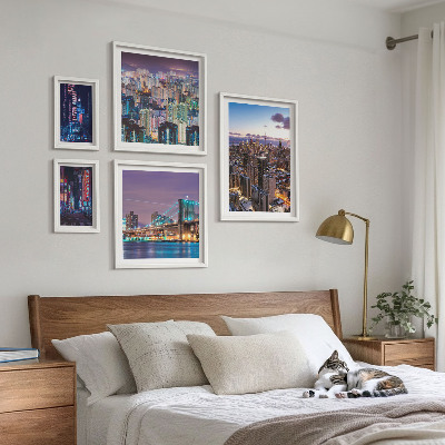 Decorațiune de perete set tablouri Peisaje nocturne urbane cu lumini de neon