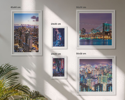 Decorațiune de perete set tablouri Peisaje nocturne urbane cu lumini de neon