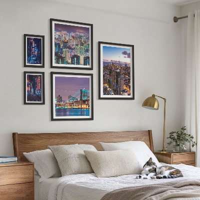 Decorațiune de perete set tablouri Peisaje nocturne urbane cu lumini de neon