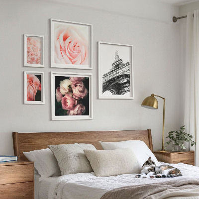 Decorațiune de perete set tablouri Trandafiri Turnul Eiffel Romantism