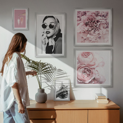 Decorațiune de perete set tablouri Portrete elegante de flori de trandafir