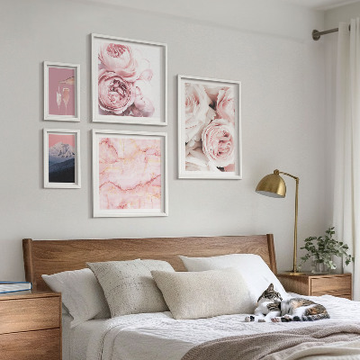 Decorațiune de perete set tablouri Flori roz accent elegant