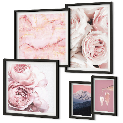 Decorațiune de perete set tablouri Flori roz accent elegant