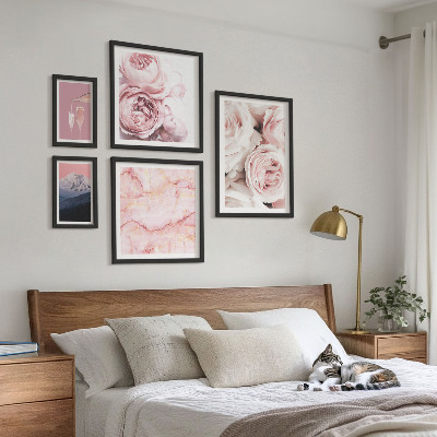 Decorațiune de perete set tablouri Flori roz accent elegant
