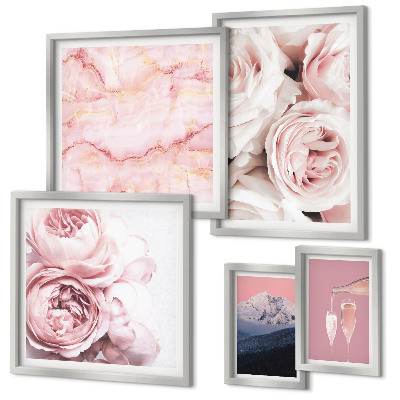 Decorațiune de perete set tablouri Flori roz accent elegant