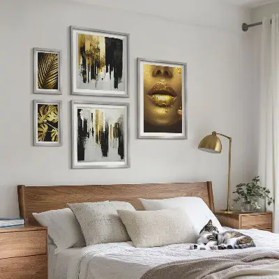 Set de tablouri decorative cu fețe de plante în stil glamour