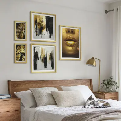 Set de tablouri decorative cu fețe de plante în stil glamour