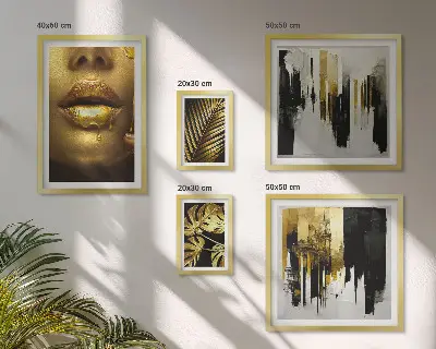 Set de tablouri decorative cu fețe de plante în stil glamour