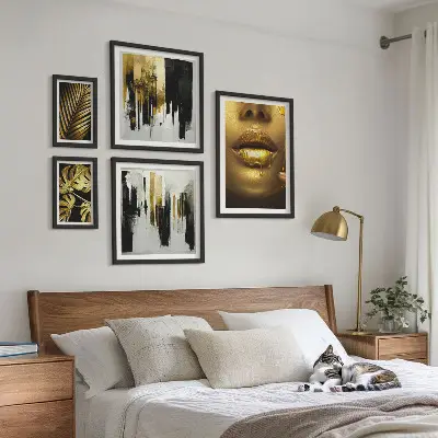 Set de tablouri decorative cu fețe de plante în stil glamour